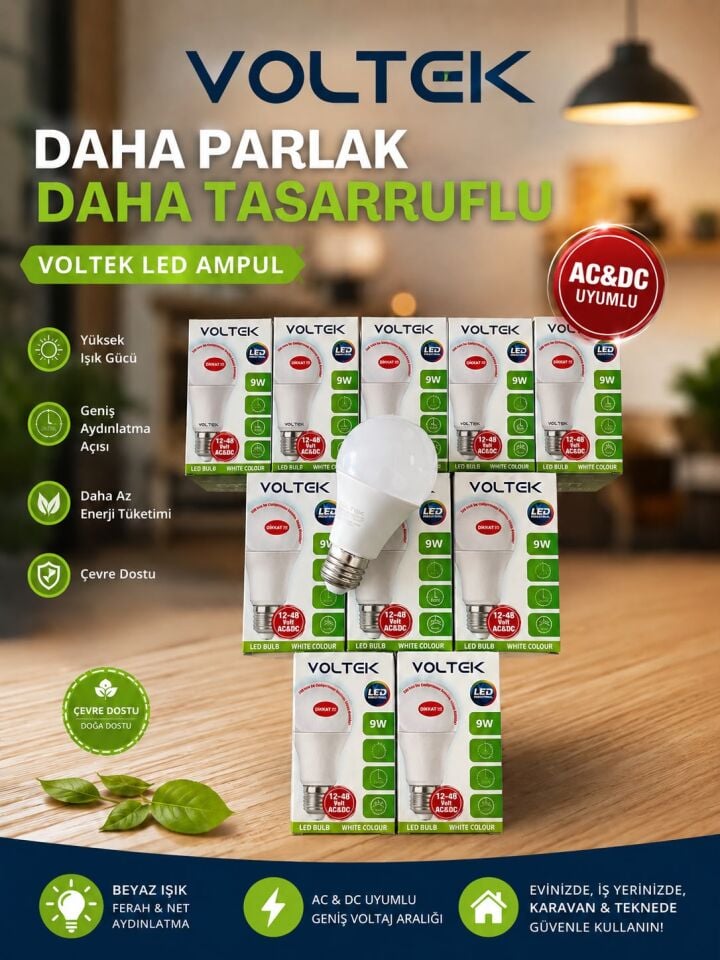 9W Beyaz Işık 12-48VOLT Ac&dc LED Ampul10ADET
