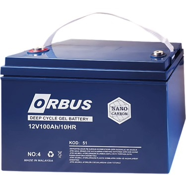 ORBUS 12V 100Ah 10HR Deep Cycle Nano Carbon Jel Akü - Derin Deşarjlı Jel Akü