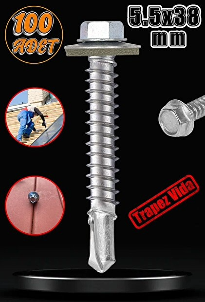 Trapez Çatı Vidası 5.5x38 STM MARKA (100ADET)