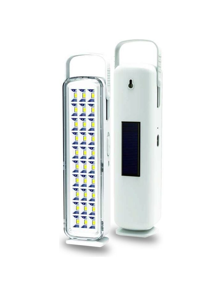30 Ledli Solar Işıldak, 6500 Kelvin Beyaz Işık, Şarj Edilebilir 2000mAh Batarya, Taşınabilir ve Asılabilir Kampçı Lambası